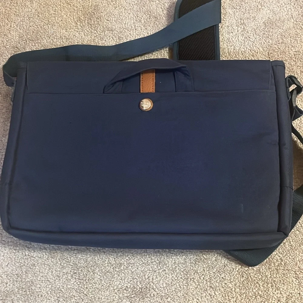 Herschel Supply Company Navy Messenger Bag with Brown Strap